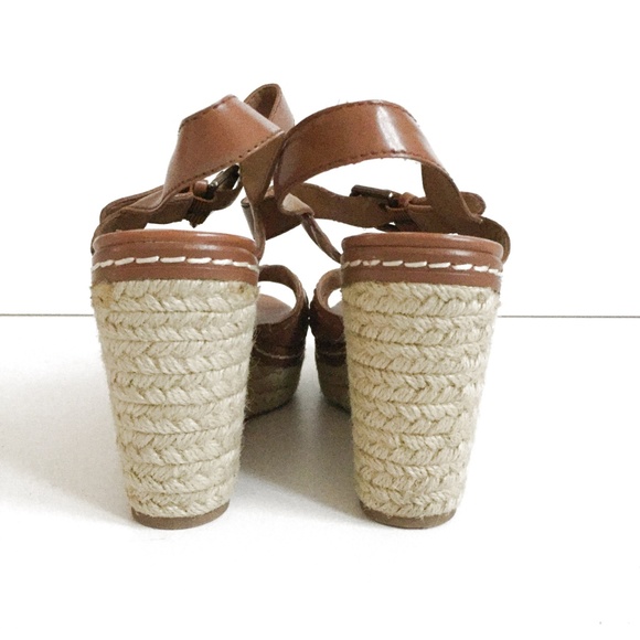 Franco Sarto Tan Wedge High Heeled Sandal Size 8 - Picture 6 of 7